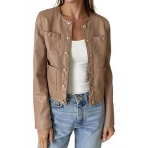 NEW SIX/FIFTY blair faux leather jacket in dark nude